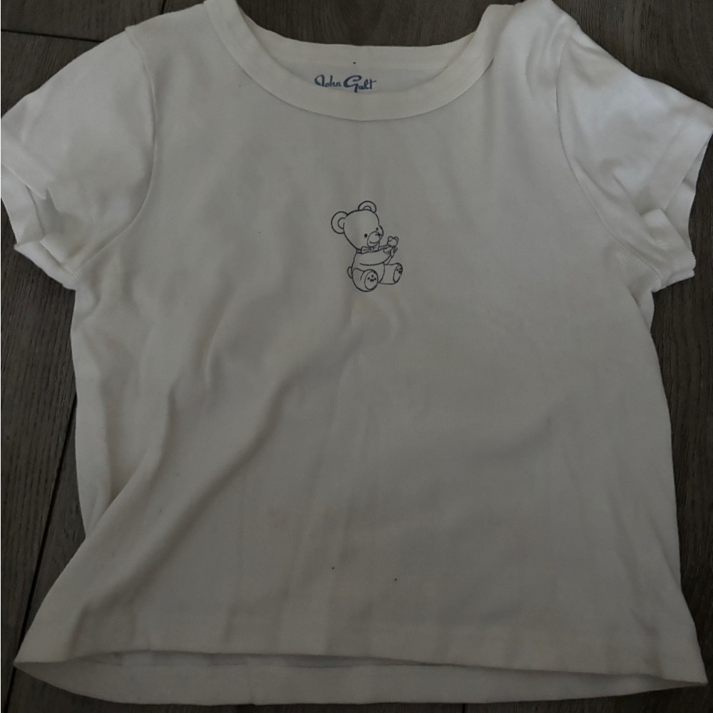 Brandy Melville White Bear Baby Tee